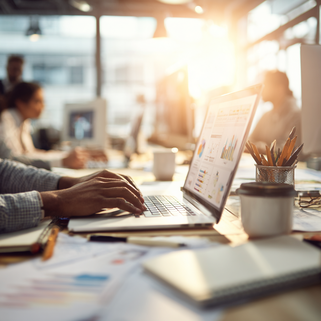 chaddeabreu_A_modern_office_workspace_showing_hands_typing_on_e3fe8539-3622-4cce-81a6-36450ddad7e9_0