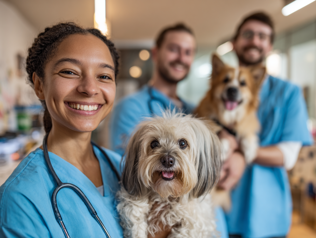 chaddeabreu_Diverse_veterinarians_and_vet_technicians_smiling_e72295d0-77f0-443a-b5a4-576230d2ac45_0